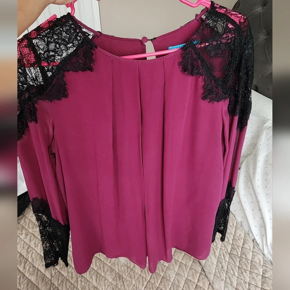 Purple and Black Lace Trim Robe Intimates